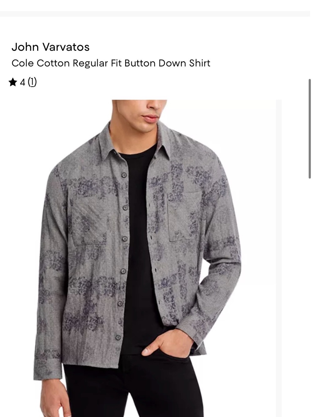 John Varvatos Collection Luxury Mens Shirt Iron Grey “Cole” 2023